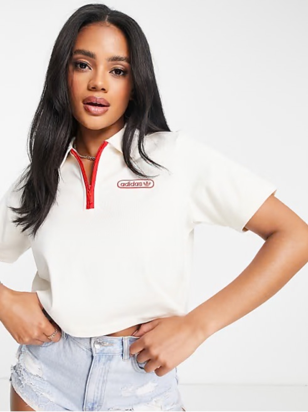 Adidas Originals Cropped Short Sleeve Polo Shirt